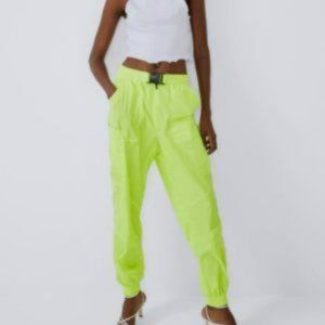 Zara | Pants u0026 Jumpsuits | Zara Joggers Lightweight Neon Greenyellow Cargo  Style Size Medium | Poshmark